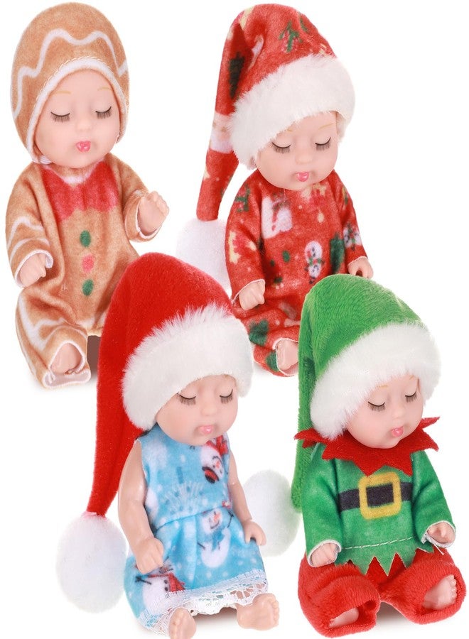 Hanaive 4 Pcs 4 Inch Mini Baby Dolls Lifelike Realistic Baby Dolls Animal Clothes Cute Baby Valentine Tiny Babies Gifts Set for Girls Boys Toddlers Kids 3+ Birthday Baby Shower Favors (Doll Style) - Image 1